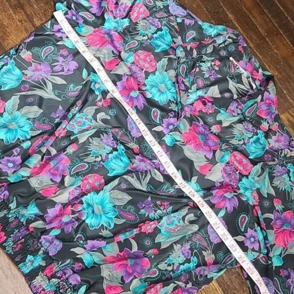 Vintage 80s 90s Black Pink Floral Shirt - Picture 11 of 14